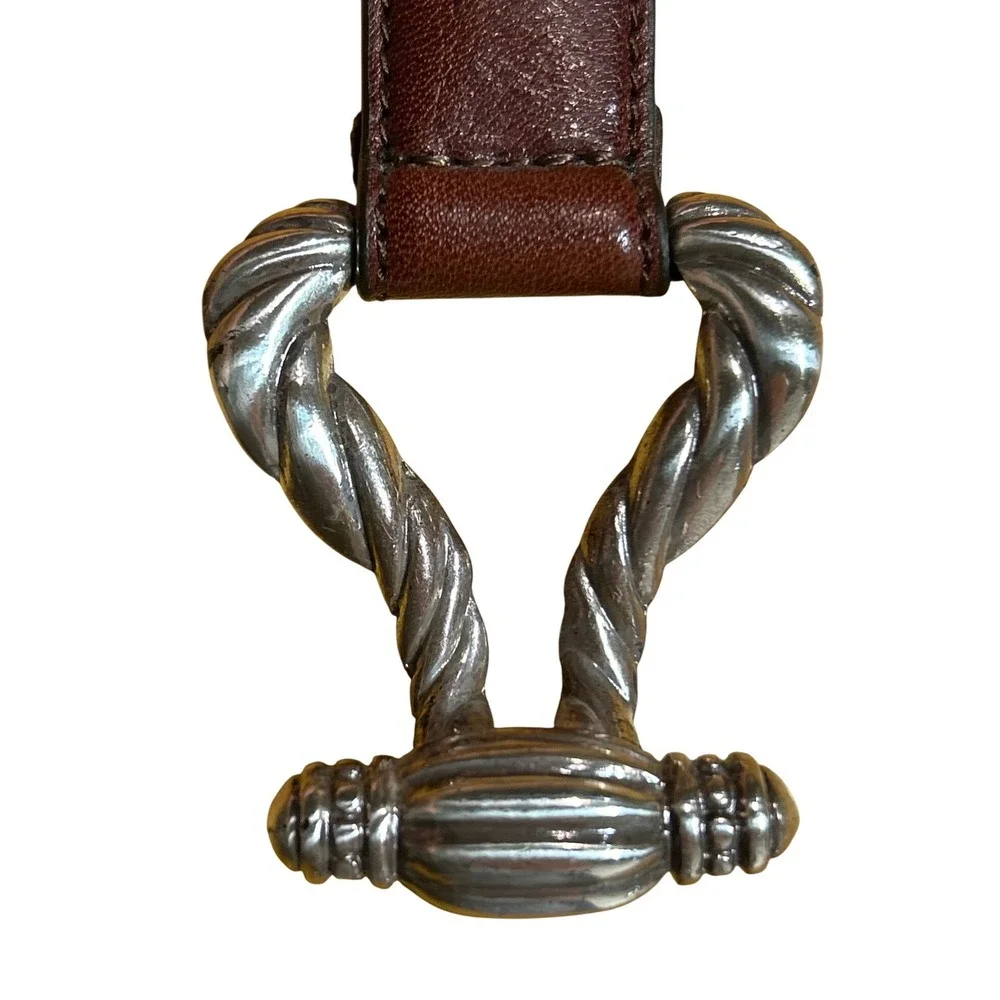 Barse Rochester Brown Italian Leather Silver Coquette Rope Belt Size Large (33